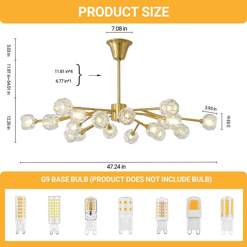 Modern Sputnik Crystal Chandelier Gold Glam Pendant Light