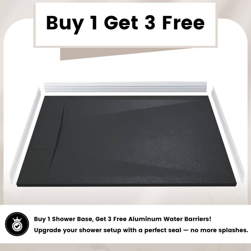 SMC Alcove Shower Pan Base with Reversible Drain, Low Profile, Wheelchair Access, Slip-Resistant, cUPC Certified