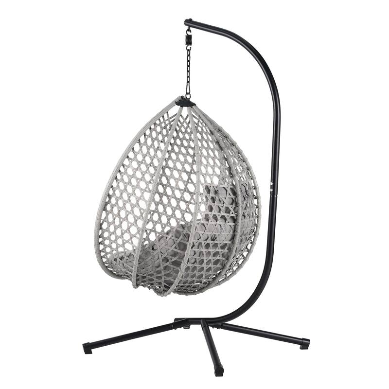 Sturdy Hammock Chair with Stand - Durable Hanging Egg Chair with Rattan Weaving