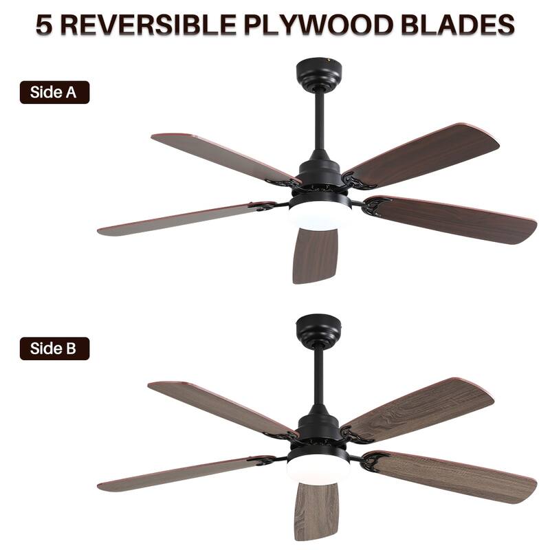52 inch Integrated LED Ceiling Fan with Light and Remote, Flush Mount and Downrd Mount - 52 inch