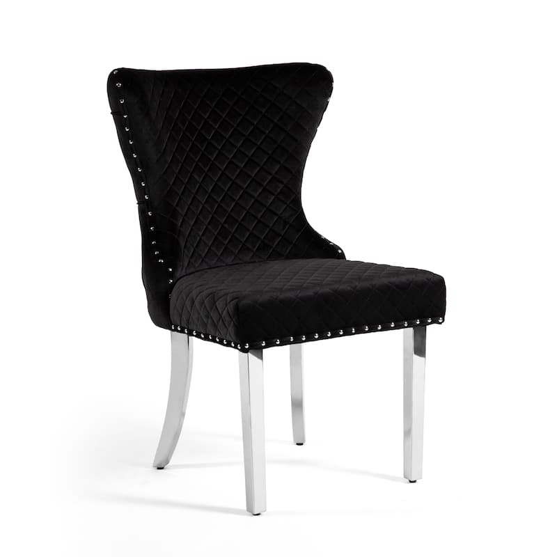 Furniture of America Thaddeus Glam Fabric Dining Chair with Nailhead Trim (Set of 2)