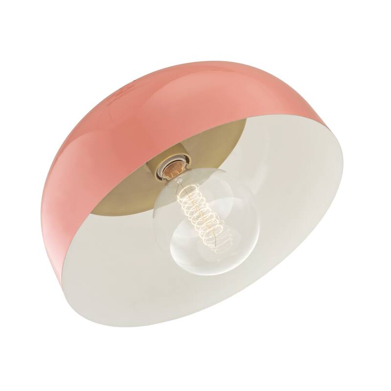 Mitzi by Hudson Valley Avery 1-light Aged Brass Small Semi Flush, Pink Metal