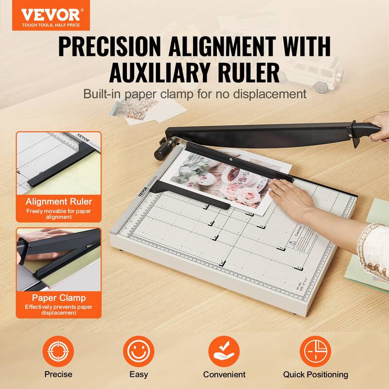 VEVOR Paper Cutter Guillotine Trimmer 15"/18" Cut Length 16/20 Sheets Capacity, Heavy Duty Guillotine Paper Cutter