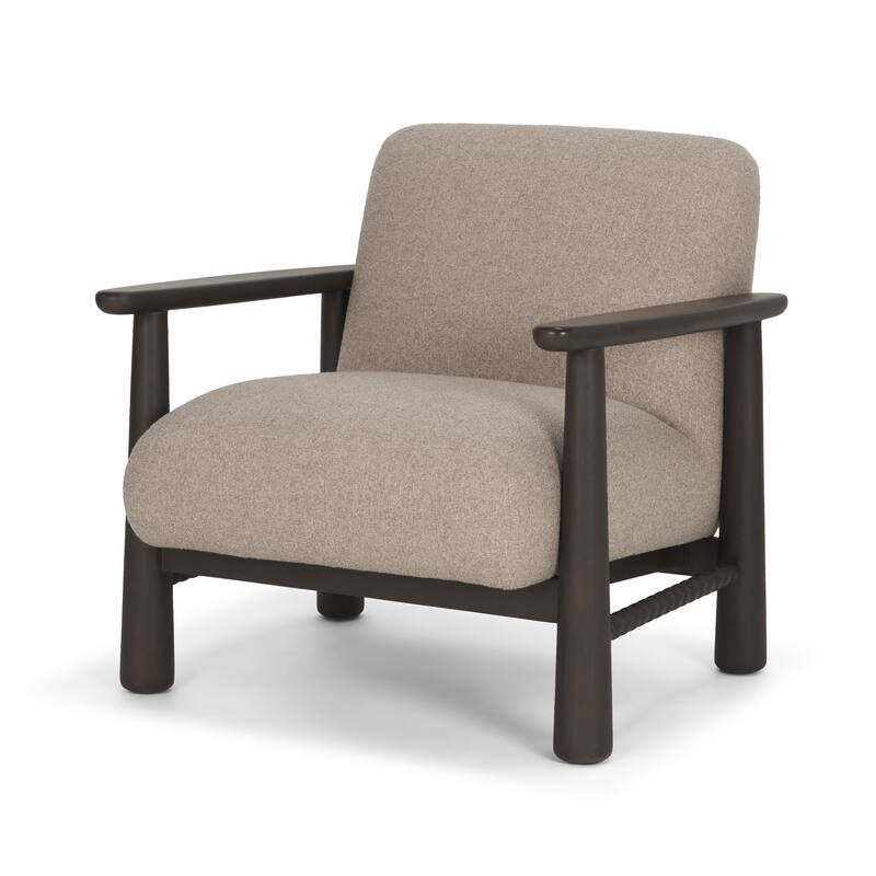 Willmar Textured Mushroom Gray Fabric Espresso Brown Wood Accent Lounge Chair - Beige