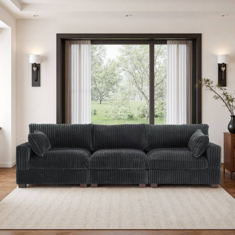 Plush Flannel Modular Sectional Sofa for Living Room