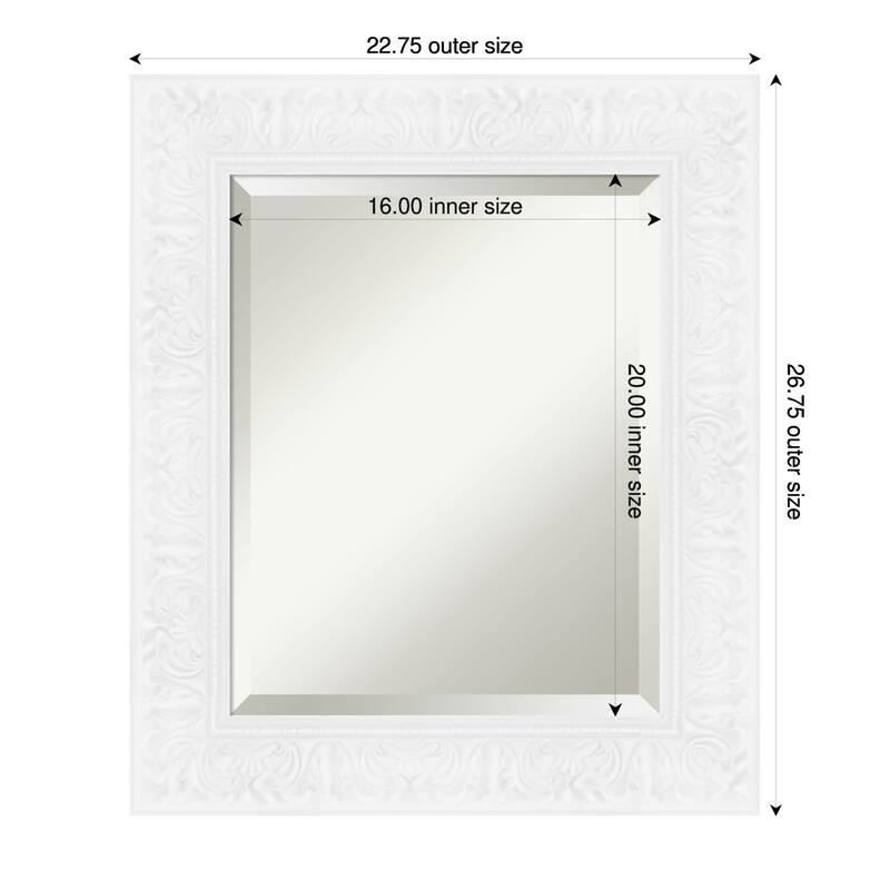 Luxe Beveled Framed Wall Mirror - 23 x 27 in - Luxe White