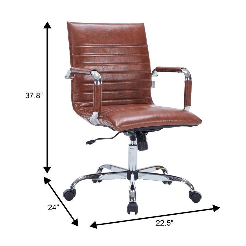 Harris Ergonomic Mid-Back Leather Office Chair with Metal Frame, Adjustable Height, Tilt Lock, and Swivel for Home Office