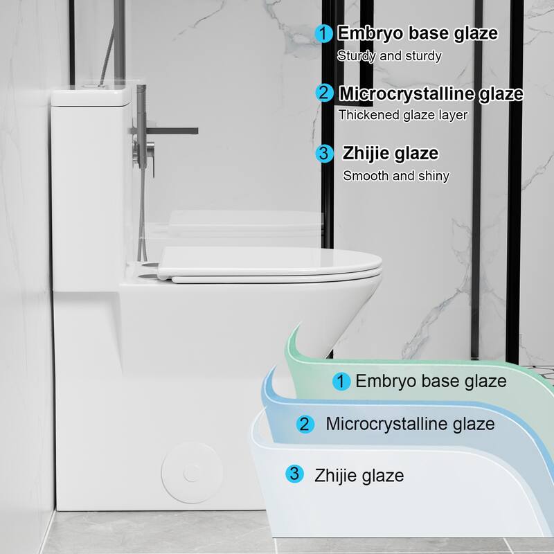 1.1/1.6 GPF Tornado Flush One-Piece Toilet with Comfort Chair Seat ADA Height 17",Siphonic S-trap 12",Rimless Bowl