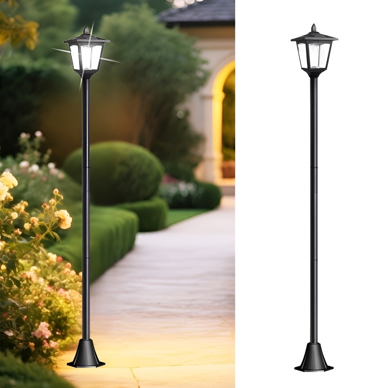 67" Solar Lamp Post Light Outdoor - Adjustable Waterproof LED for Yard, Garden, Pathway - Black - 67''