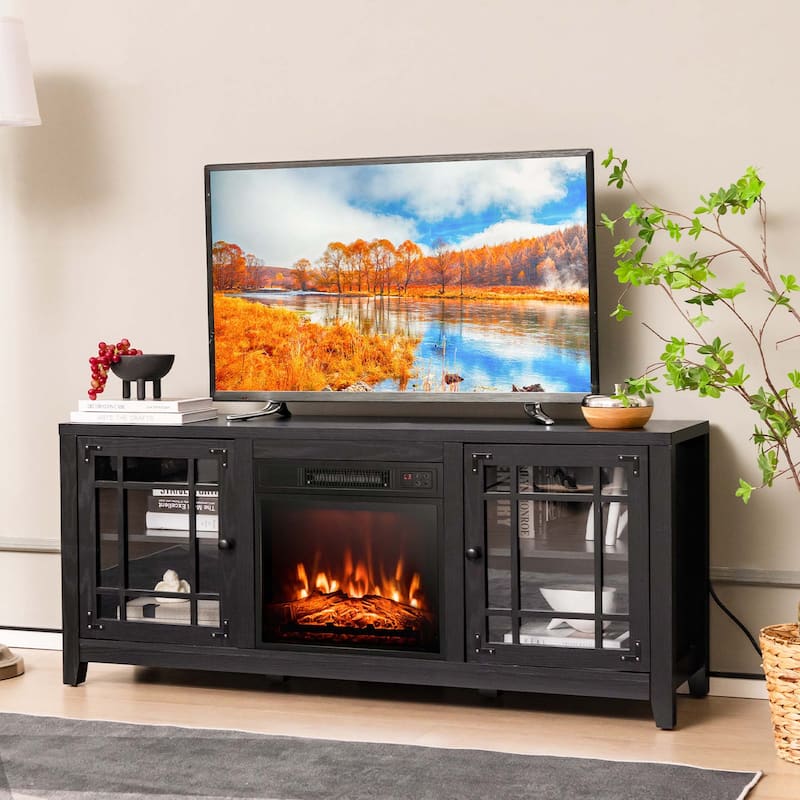 Costway 58 Inches Fireplace TV Stand for TVs up to 65 Inches with - 58'' x 16'' x 25''