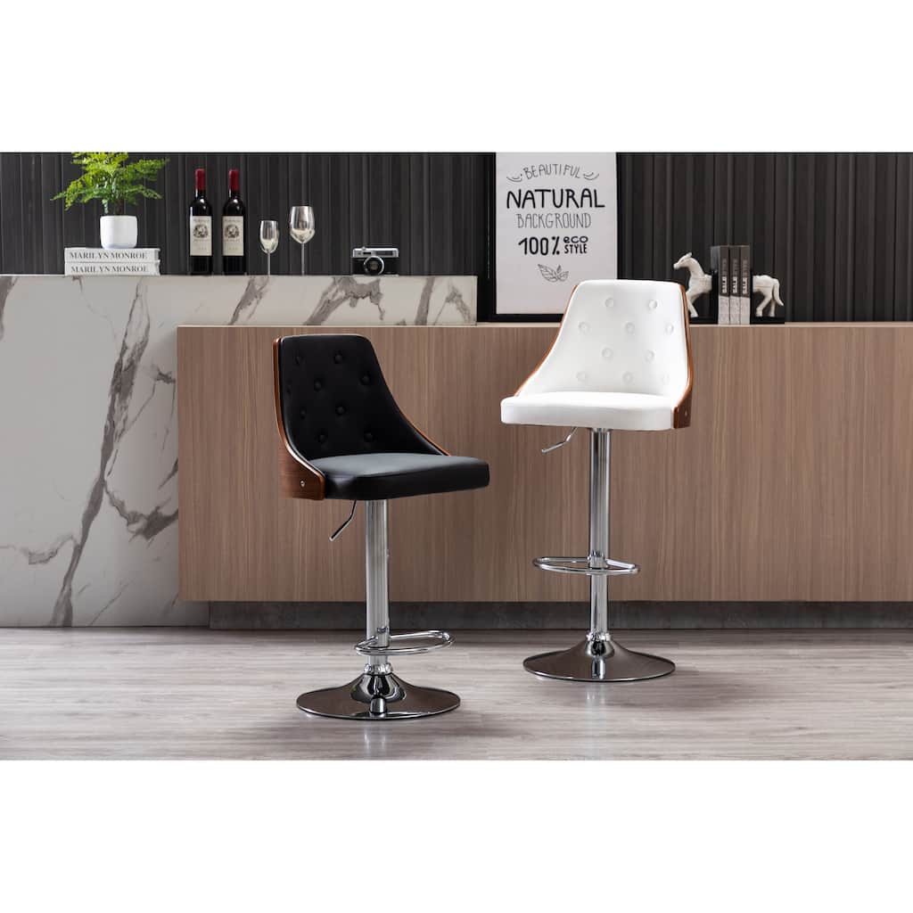 Porthos Home Trey Bar Stool, PU Leather, Chrome Base
