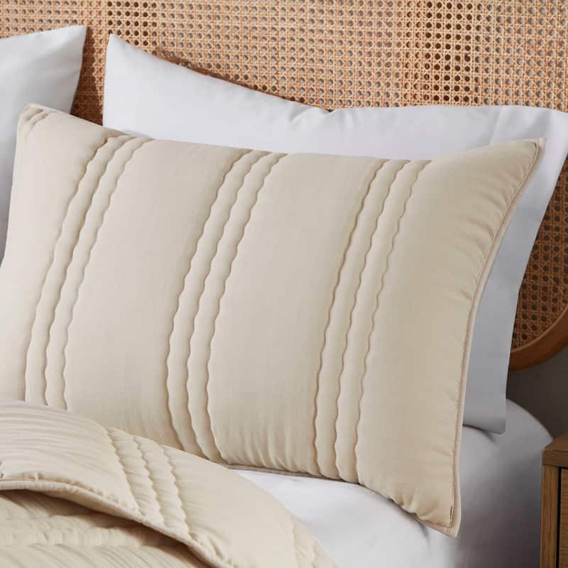 3 PCS Full/Queen Poly Gauze Quilt Set Natural
