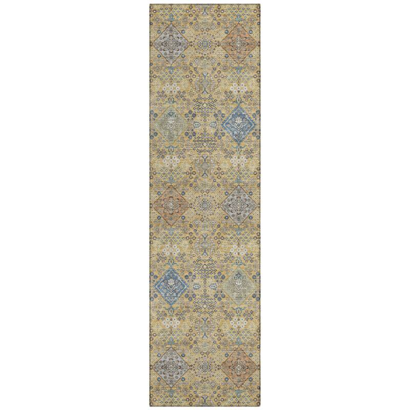 Machine Washable Indoor/ Outdoor Boho Panel Chantille Rug