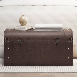 vidaXL Treasure Chest with Latches Toy Box Living Room Dark Brown Plywood