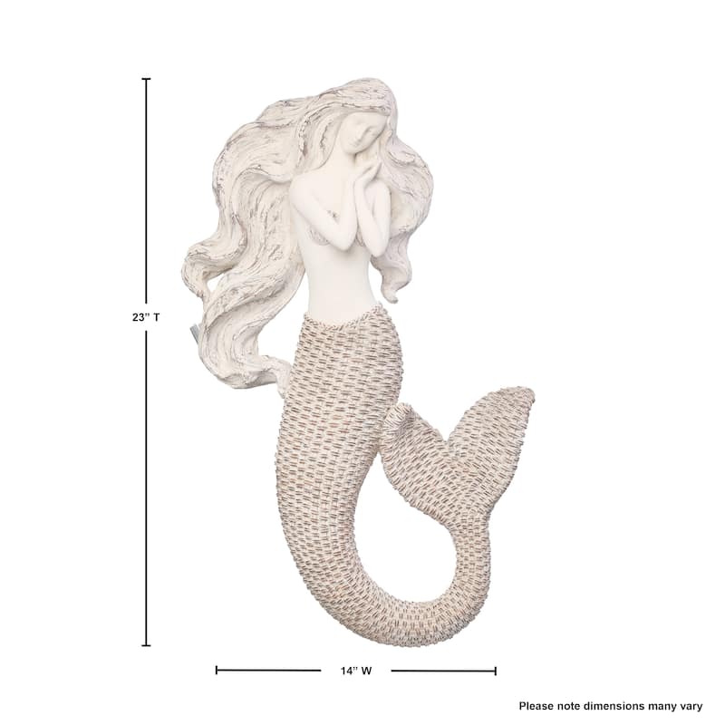 Resin 'Wicker' Mermaid Wall Plaque 23" - 23