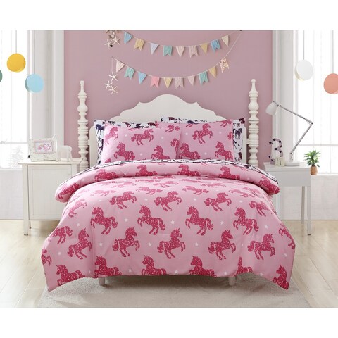 Porch & Den Mortondale Pink Shimmering Unicorn Comforter Set