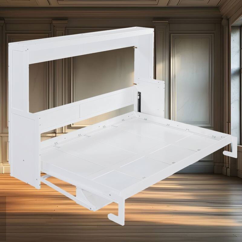 Space-Saving Murphy Bed with Hydraulic Lift and Built-In Desk for Multifunctional Rooms and Small Spaces