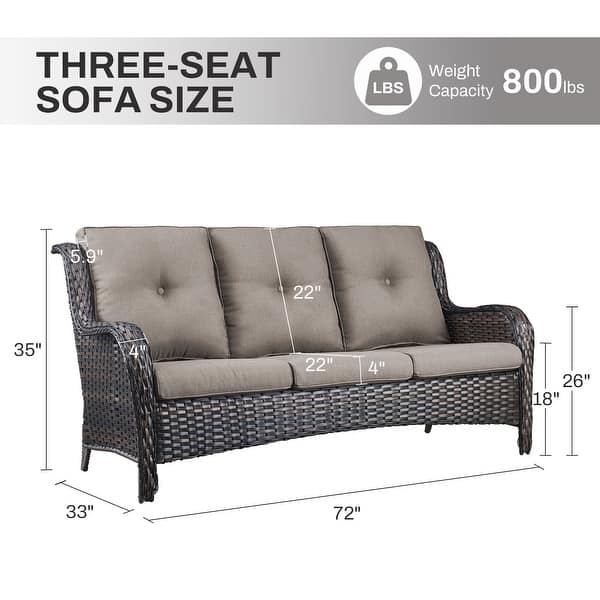 dimension image slide 2 of 5, Gymojoy Outdoor Wicker 3 Seater Sofa Furniture Outdoor Sofa