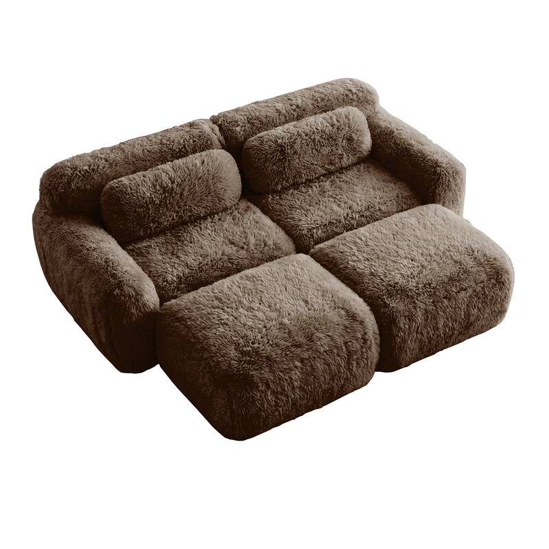 Homy Casa Chocolate Plush Fabric Non-Slip Modular Floor Sofa Sectional