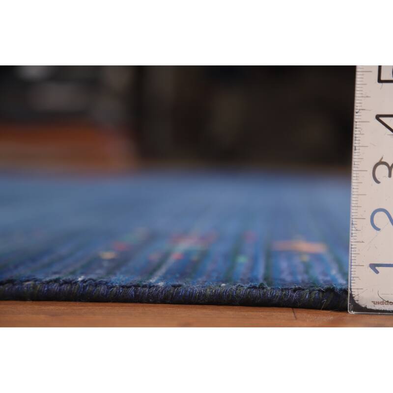 Hand Knotted Oriental 100% Wool Carpet Tribal Tribal Navy Blue & Blues Gabbeh Area Rug - 11' 4'' X 9' 0''