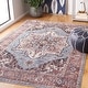 preview thumbnail 4 of 14, SAFAVIEH Riviera Machine Washable Slip Resistant Algimanta Oriental Rug 4' x 6' - Blue/Rust - Rectangle