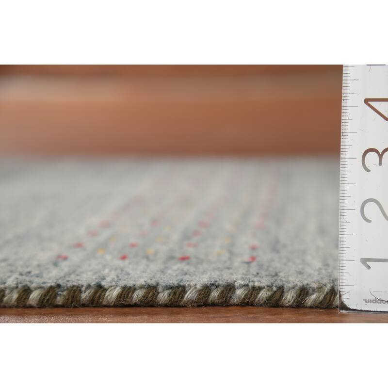 Striped Gabbeh Oriental Runner Rug Hand-Knotted Grey Wool Carpet - 2'3"x 9'7"