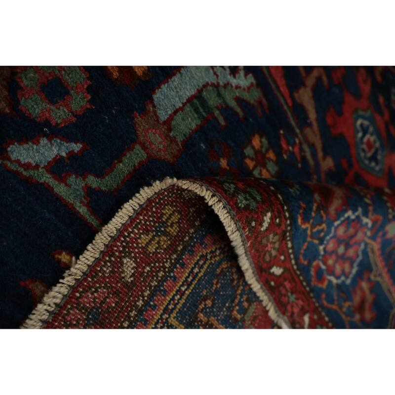 Hand Knotted Oriental 100% Wool Carpet Traditional Floral Navy Blue & Blues Malayer Area Rug - 7' 7'' X 4' 4''