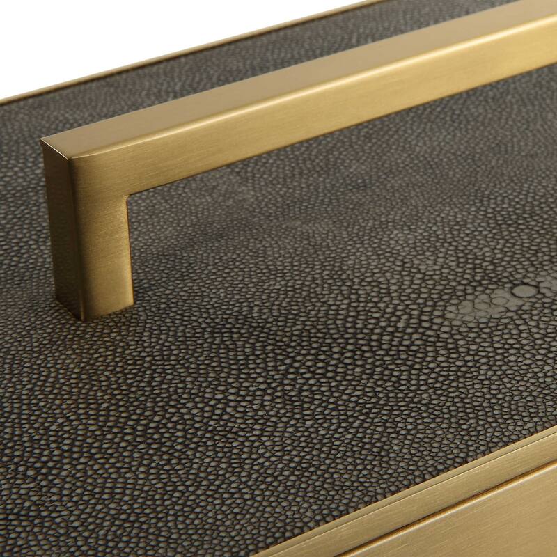 Rectangular Box with Lift Off Lid - 14" - Gray and Brass Finish