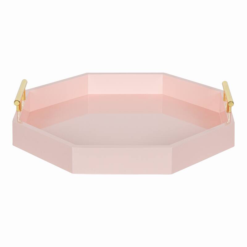Kate and Laurel Lipton Octagon Decorative Tray with Metal Handles - 18x18