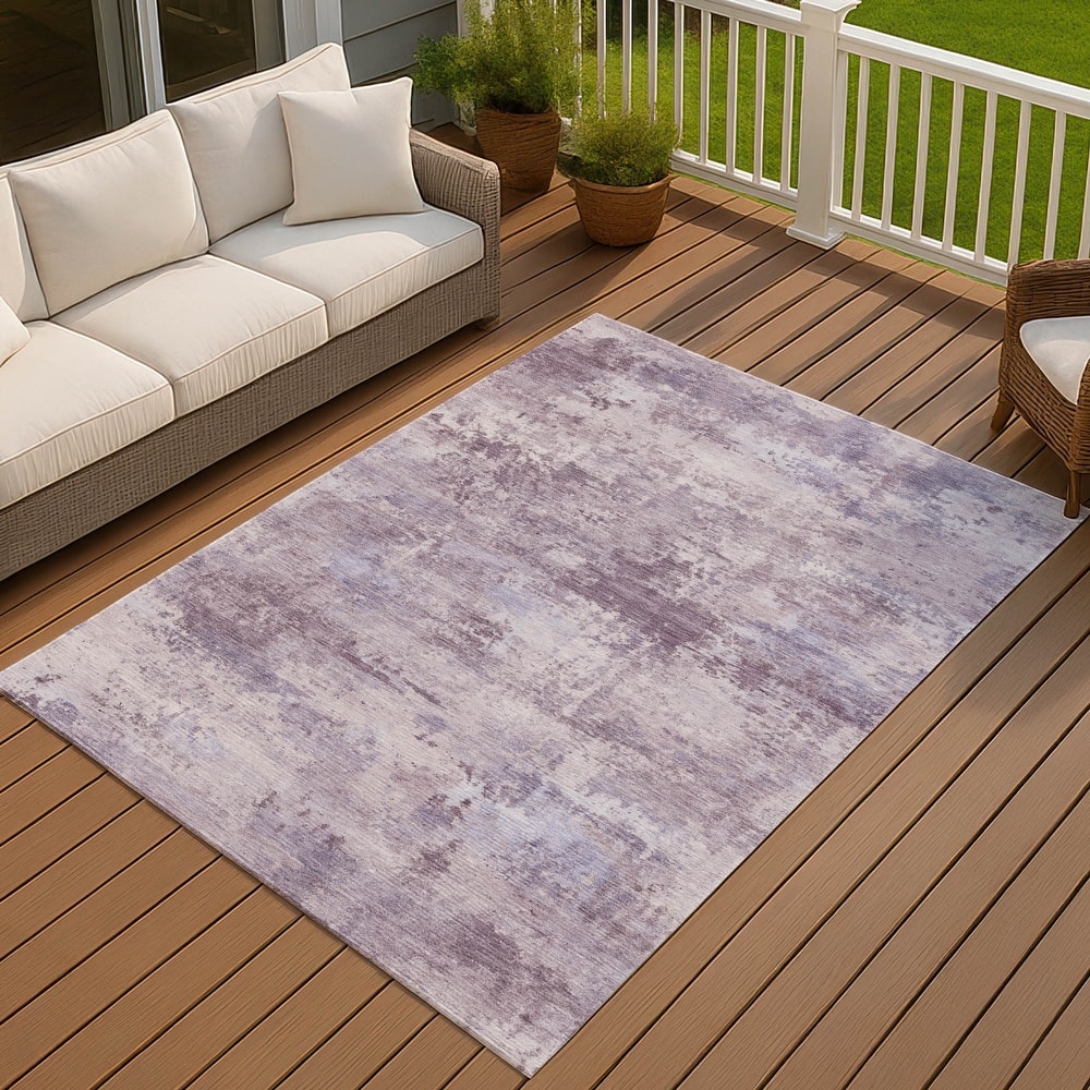 Machine Washable Indoor/ Outdoor Modern Solid Chantille Rug