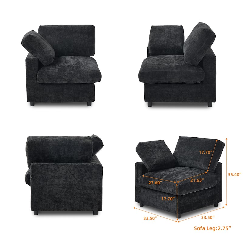 3 Seat Sectional Sofa Comfy Cloud Couch for Living Room Modern Sofa Sleeper Deep Couches with Ottoman