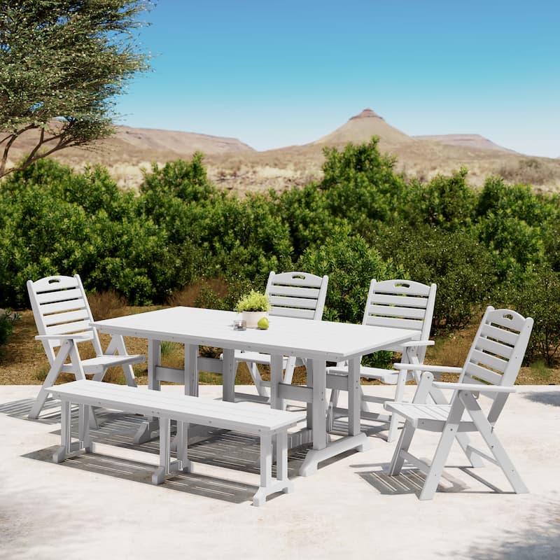 Laguna 6-Piece Patio Dining Set With Reclinable Armchairs and Bench