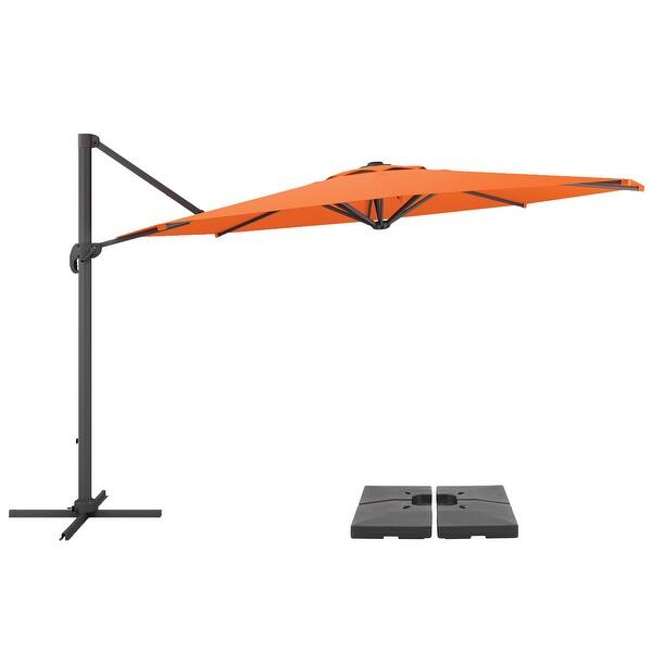 Shop Corliving 11 5 Uv Resistant Deluxe Orange Patio Umbrella With Base Overstock 31730742