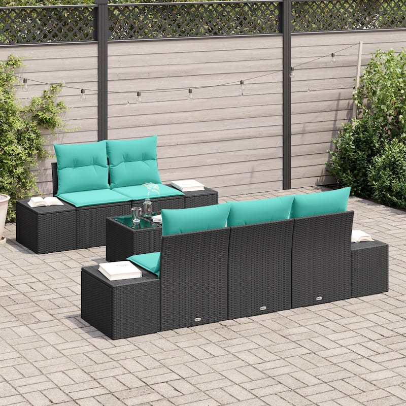 vidaXL 6 Piece Garden Sofa Set with Cushions - 94.1×24.4×27.2