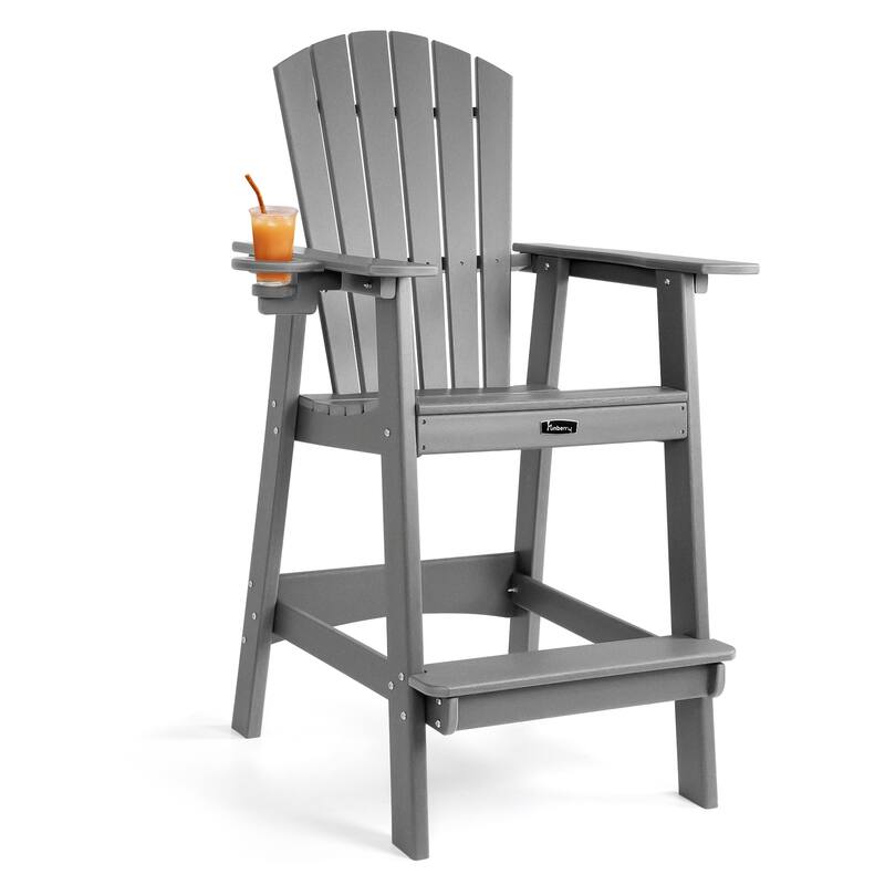Vrakae Tall Adirondack Bar Stool Chair with Cup Holder