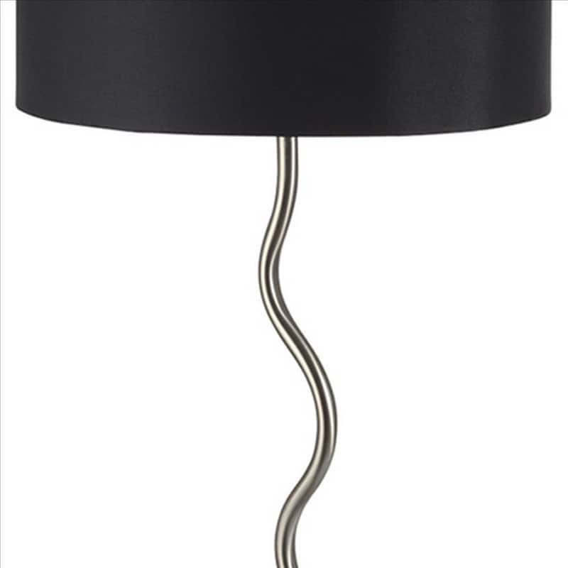 Table Lamp with Curved Tubular Body and Round Base, Black - 28.5 H x 15 W x 15 L Inches
