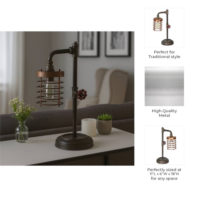 Industrial Metal Pipe Table Lamp - 18.0"