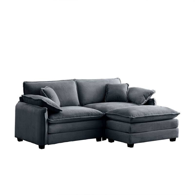 Corduroy Modular Flexible Combinations Sofa Set with Ottoman