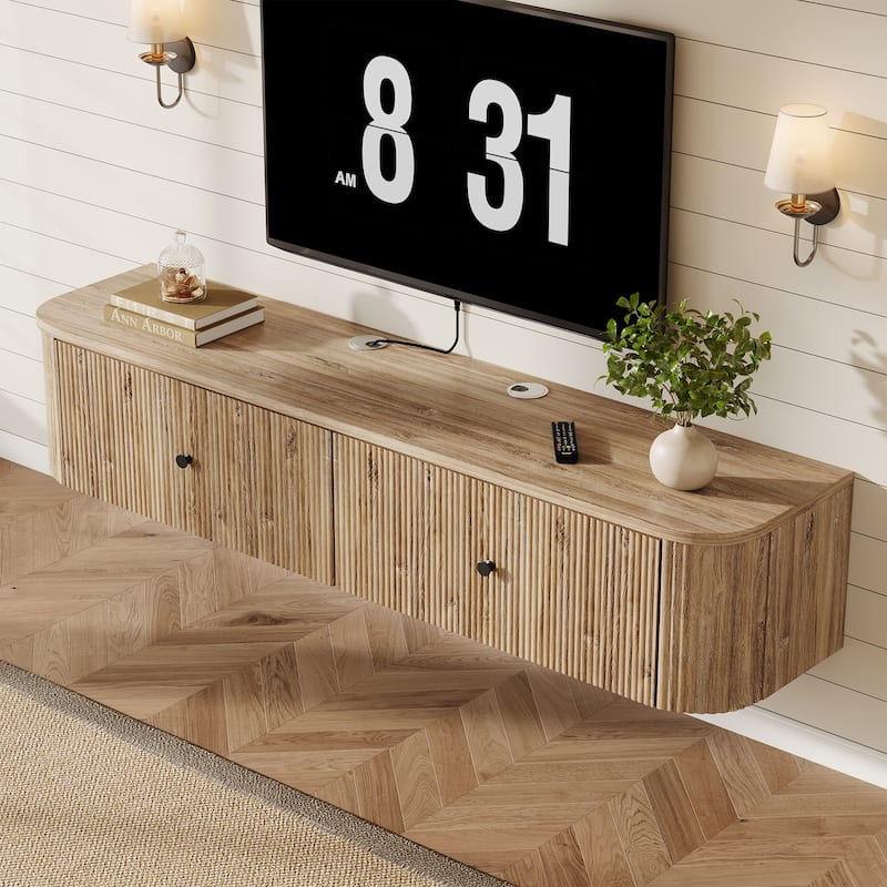 55-Inch Floating TV Stand, TV Console with 2 Drawers