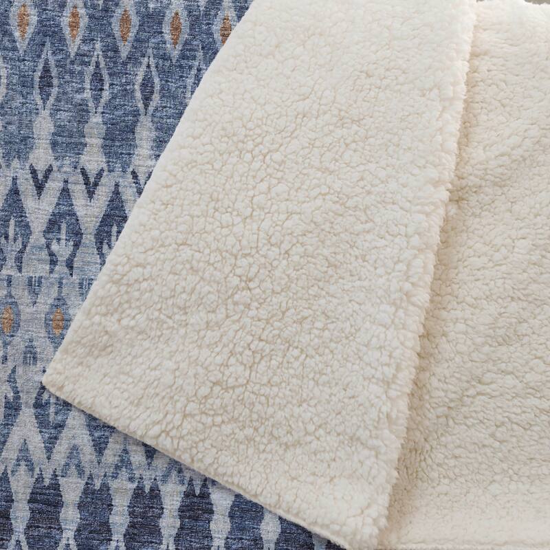 Premium Machine Washable ASB72 Boho Moroccan Sherpa Throw Blanket