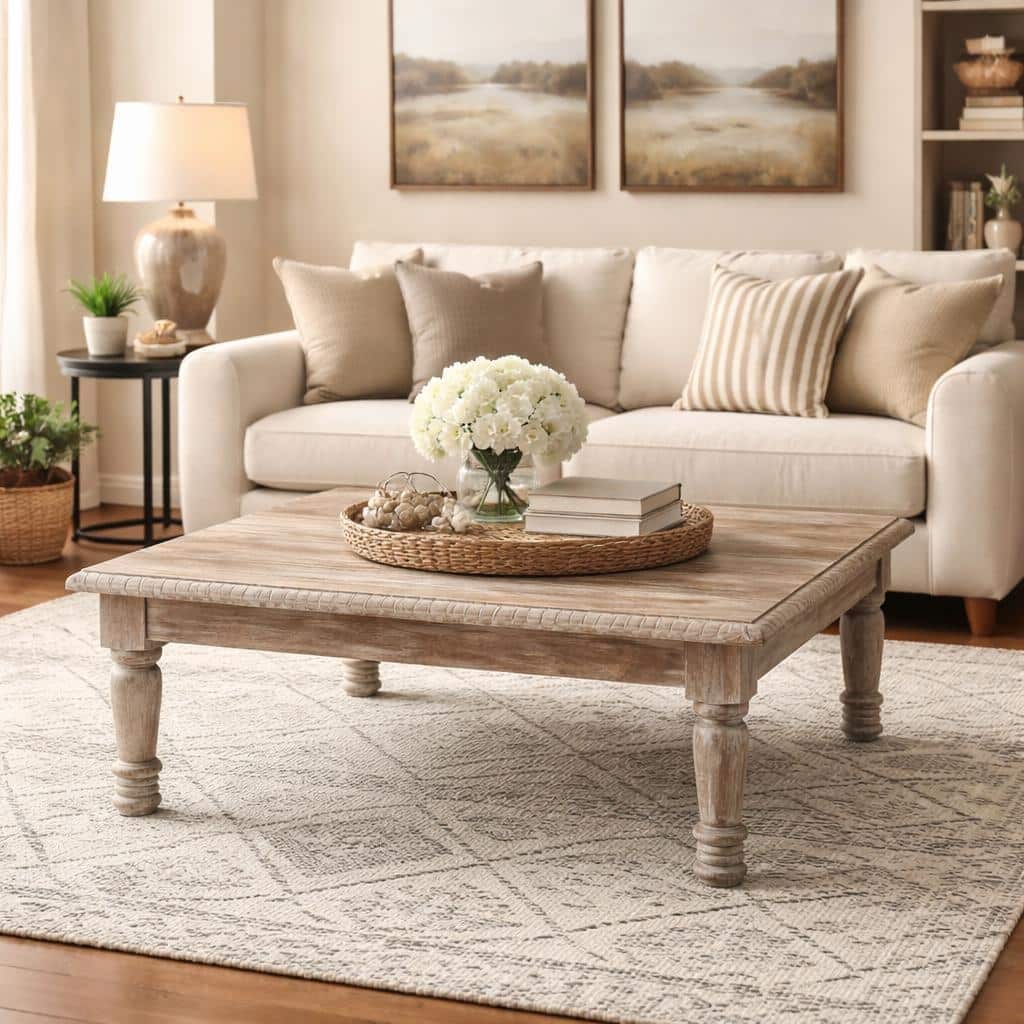 Briarwood Distressed Solid Wood Square Coffee Table - 42" X 42"