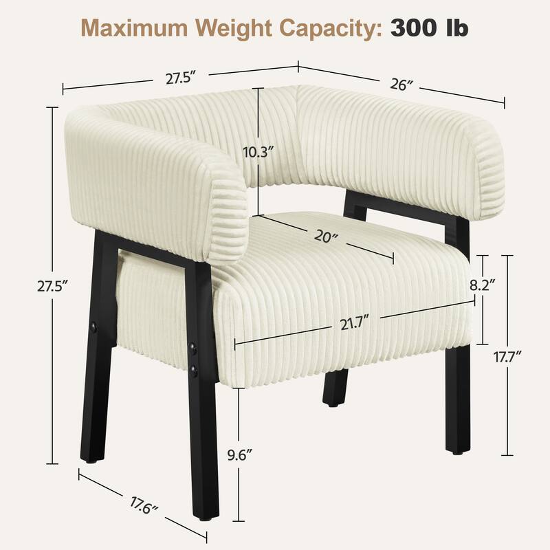 Yaheetech Corduroy Accent Chair with Solid Wood Legs for Living Room, Bedroom