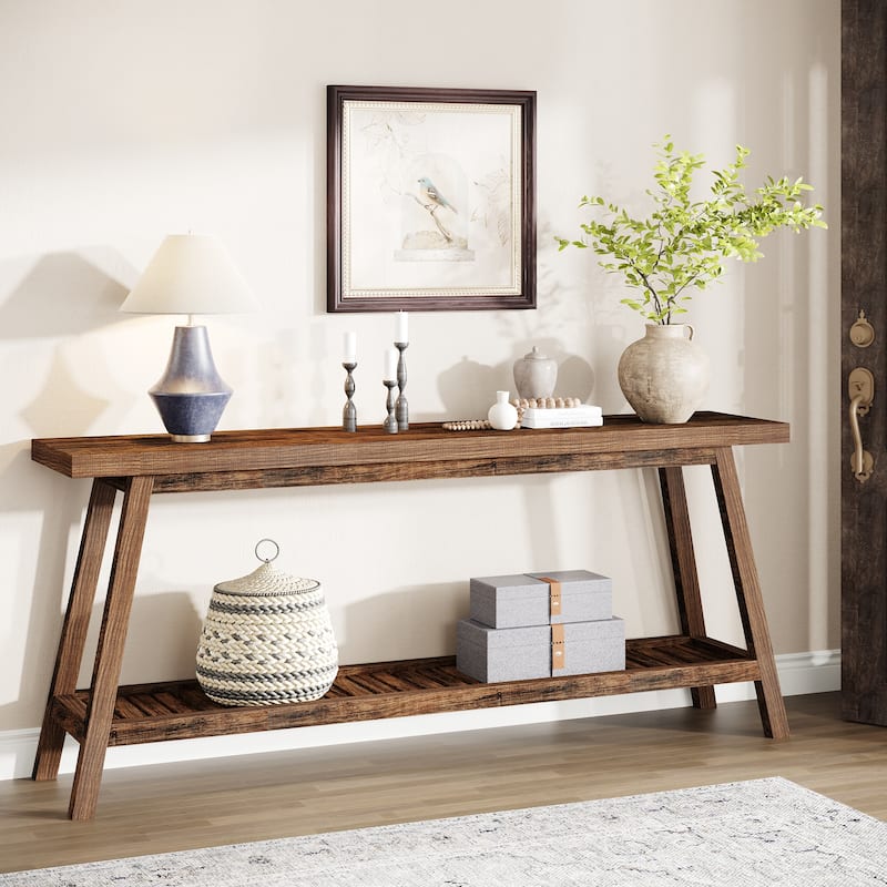 Farmhouse 70.9 Inches Console Entryway Table - Brown