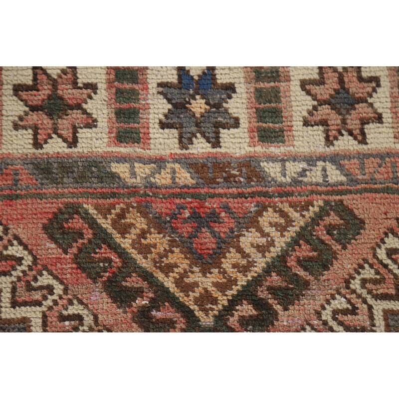 Hand Knotted Oriental 100% Wool Carpet Traditional Geometric Pink Balouch Area Rug - 7' 8'' X 4' 1''