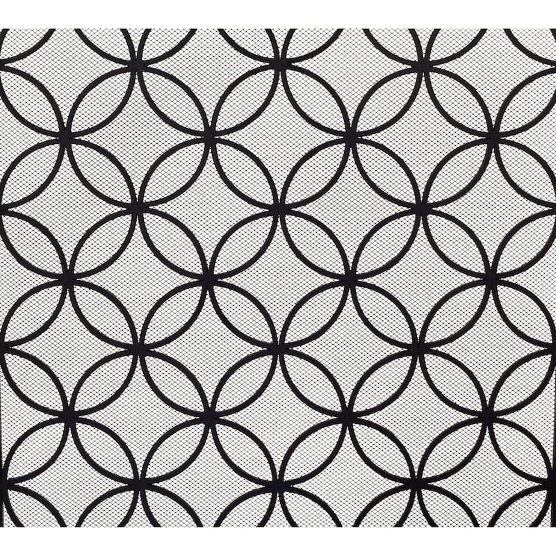Metal Geometric Foldable 3 Panel Fireplace Screen with Mesh Netting - Black - Roche River Decor - 1"W x 48"L x 30"H