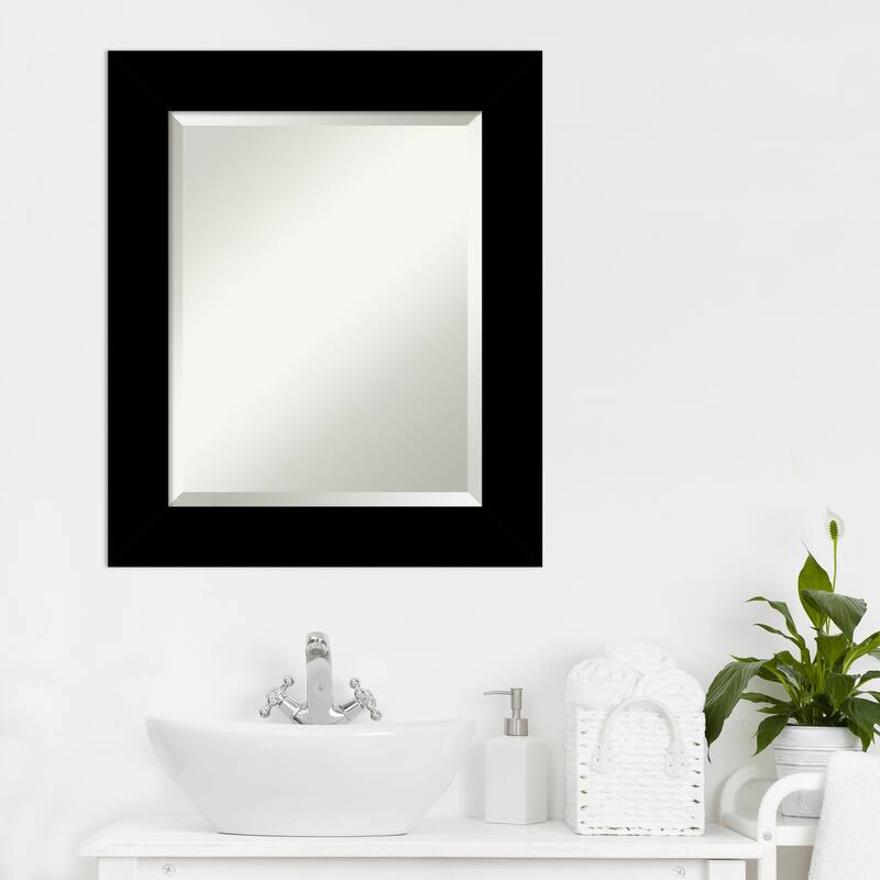 Basic Beveled Wood Framed Bathroom Vanity Wall Mirror