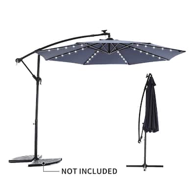 Outdoor Patio 10-Ft Solar LED Offset Hanging Umbrella