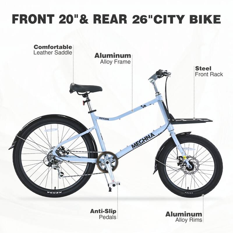 7 Speed, Aluminum Alloy Frame,26 Inch Bike,Cargo Bike,Blue