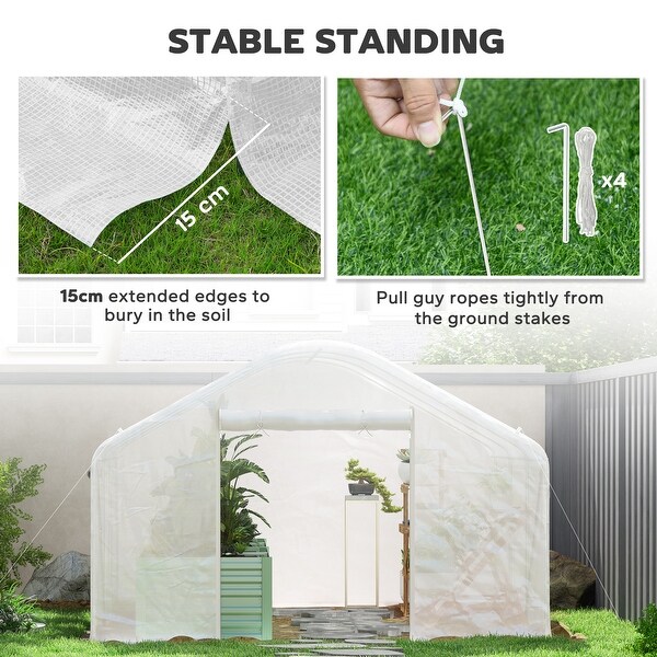Outsunny 13' x 10' x 6.5' Hoop House Greenhouse with Large