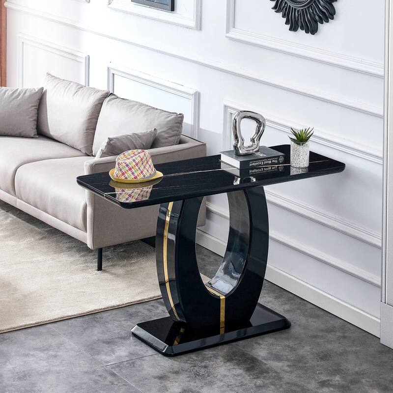 47.2 "x 18" x 29.5 "Modern minimalist striped MDF material rectangular counter dining table for bedroom bedside entrance